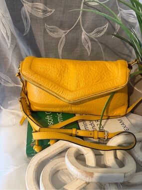 Vince Camuto Mustard Yellow Leather Crossbody Mini Bag